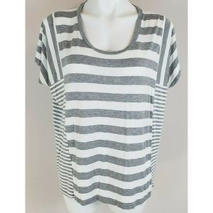 Michael Michael Kors White Gray Striped T-Shirt Tee S EUC